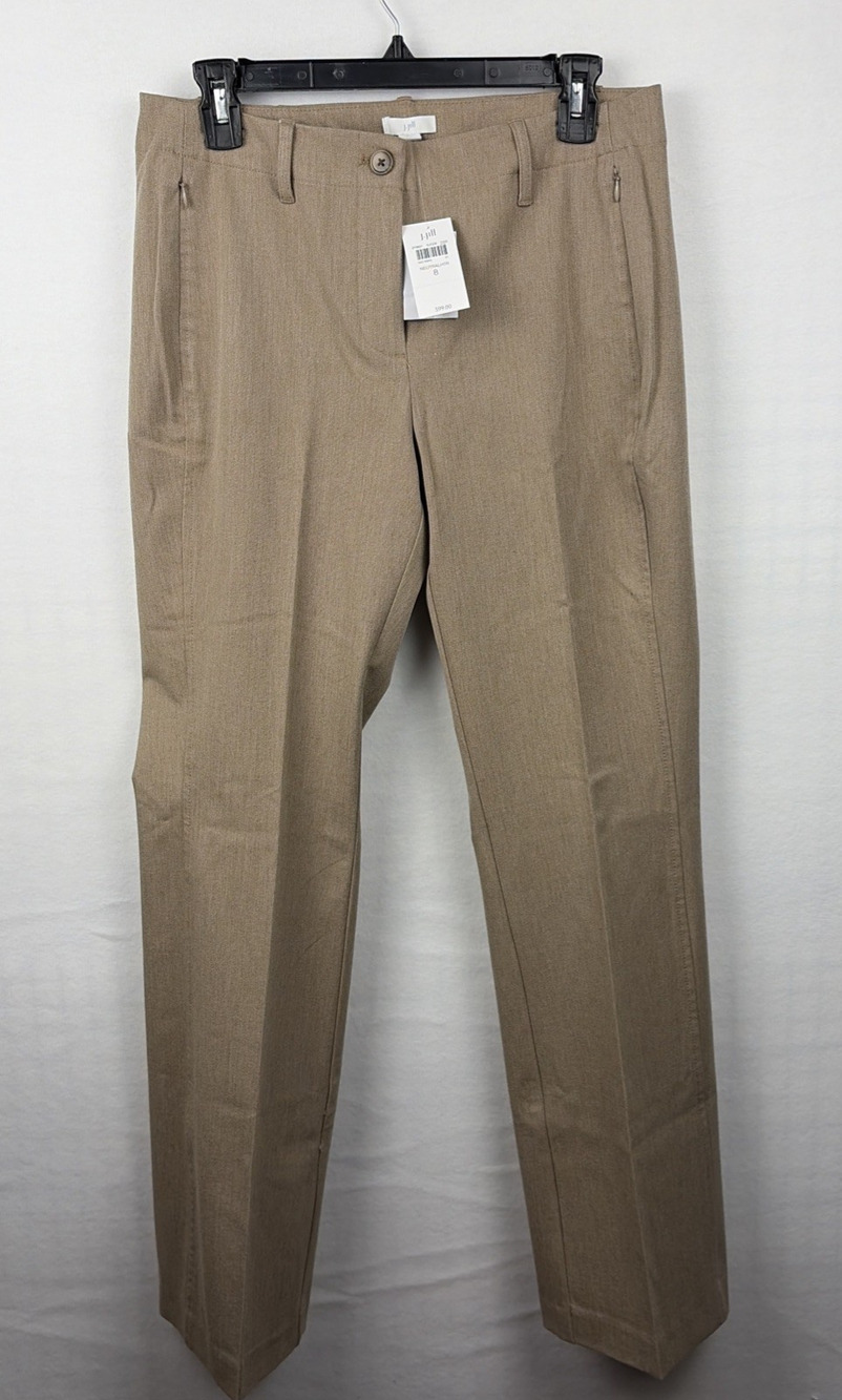 J Jill Pants Womens 8 Regular Straight Leg Mid Rise Zip Fly Stretch Casual Brown
